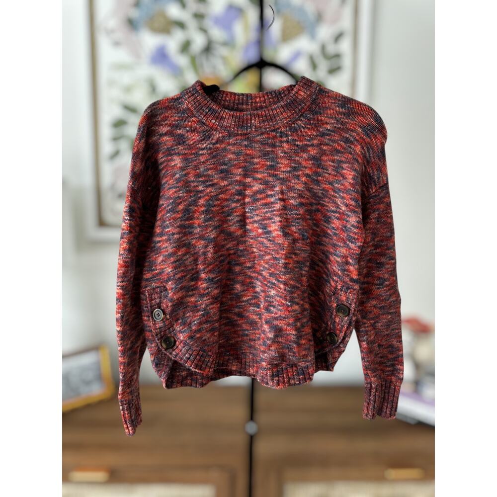 Madewell Space-Dyed Birchmont Side-Button Pullover Sweater Spacedye Sangria XS